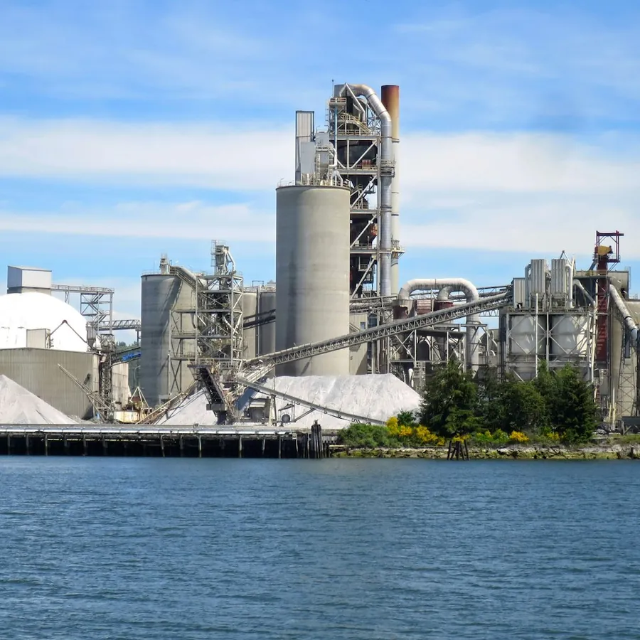 An industrial plant with its stacks