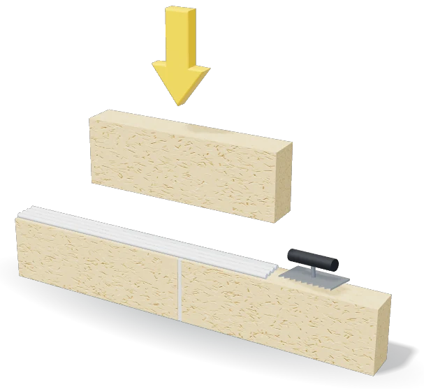 Laying an EcoMur block onto thin-joint glue